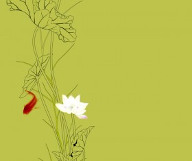 Chinese ink painting carp lotus HD picture