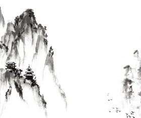 Chinese landscape painting Stock Photo