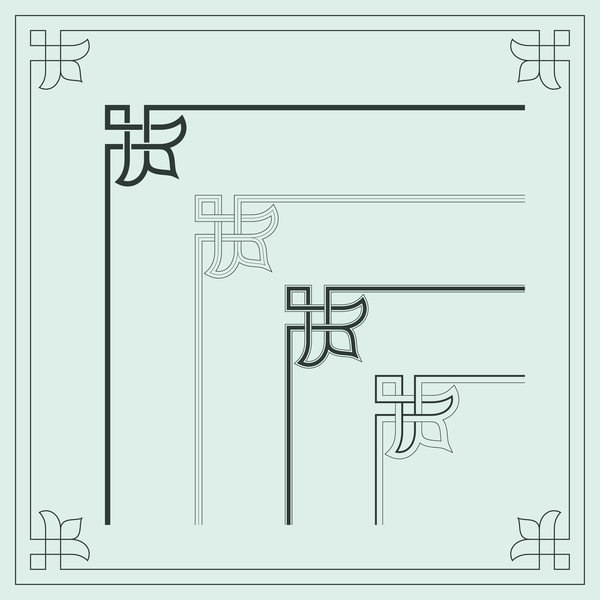 Chinese traditional style angle decor vector material 12