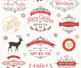 Christmas Typographic Design Set Vector