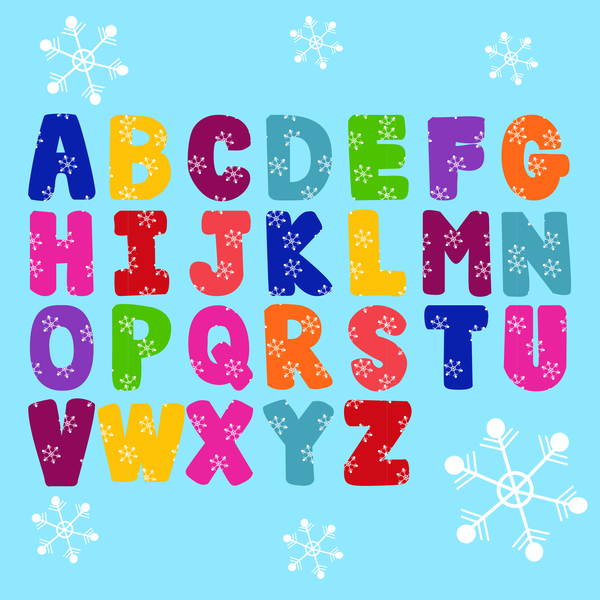 Christmas alphabet with snowflake vector