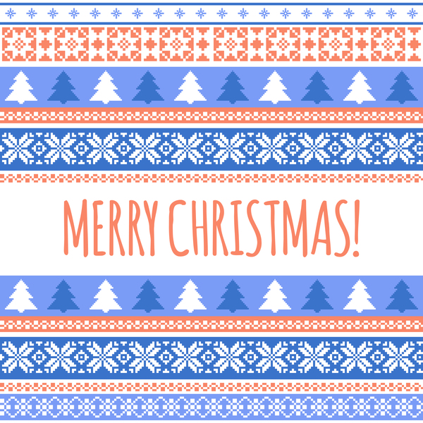 Christmas and New Year card with seamless borders vector 03