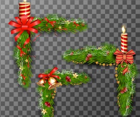 Christmas angle decor with candle vector illustration