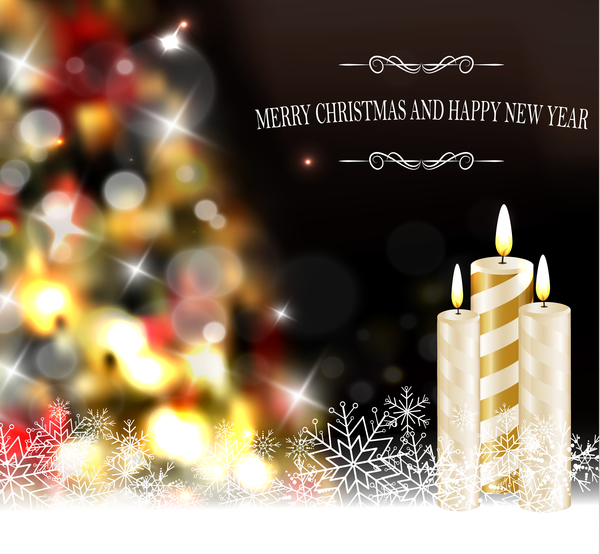 Christmas background with candle and snow vector