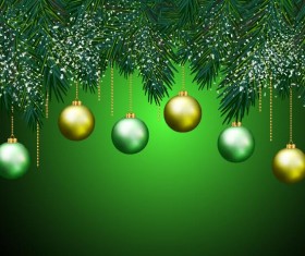 Pine with wooden ball christmas background vector free download