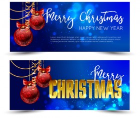 Christmas banners blue styles vector material