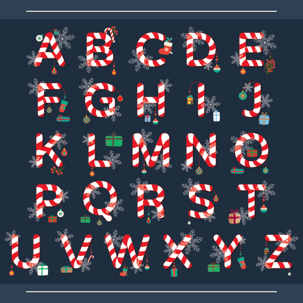 Christmas baubles with alphaber vector set free download