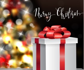 Christmas blur background with gift box vector