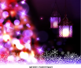 Christmas blur background with lantern vector 01