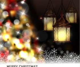 Christmas blur background with lantern vector 03