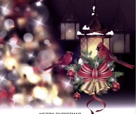 Christmas blur background with lantern vector 04