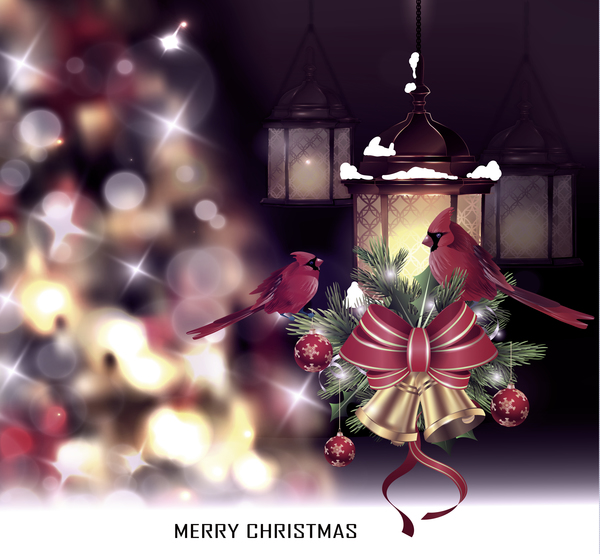 Christmas blur background with lantern vector 04