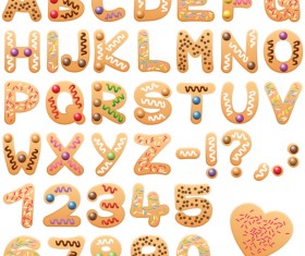 Christmas cookies alphabet letters font vector