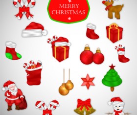 Christmas decor sample elements vector set 02