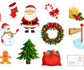 Christmas decor sample elements vector set 03