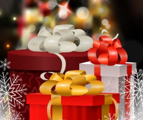 Christmas gift box with snowflake background vector 02