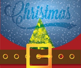 Christmas greeting card with belt buckle vector 01