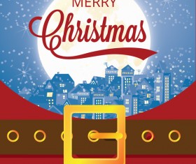 Christmas greeting card with belt buckle vector 03
