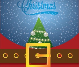 Christmas greeting card with belt buckle vector 04