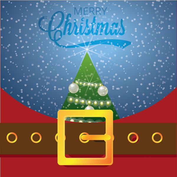 Christmas greeting card with belt buckle vector 04