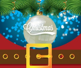 Christmas greeting card with belt buckle vector 05