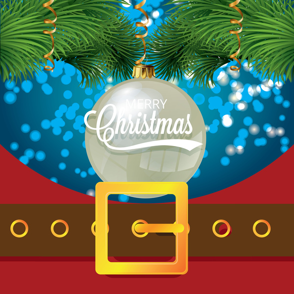Christmas greeting card with belt buckle vector 05