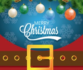 Christmas greeting card with belt buckle vector 06