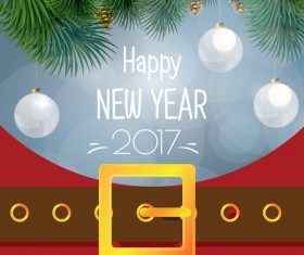 Christmas greeting card with belt buckle vector 07