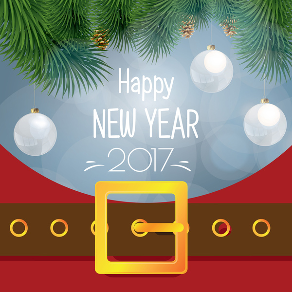 Christmas greeting card with belt buckle vector 07