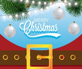 Christmas greeting card with belt buckle vector 08