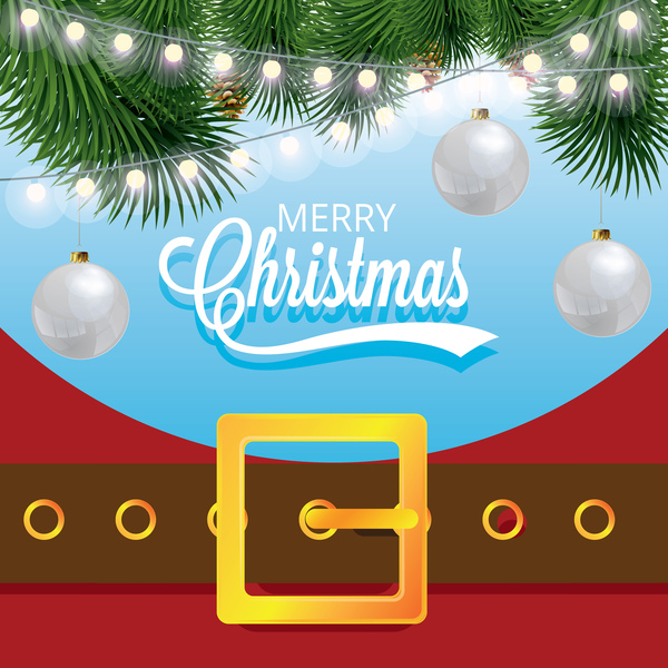 Christmas greeting card with belt buckle vector 08