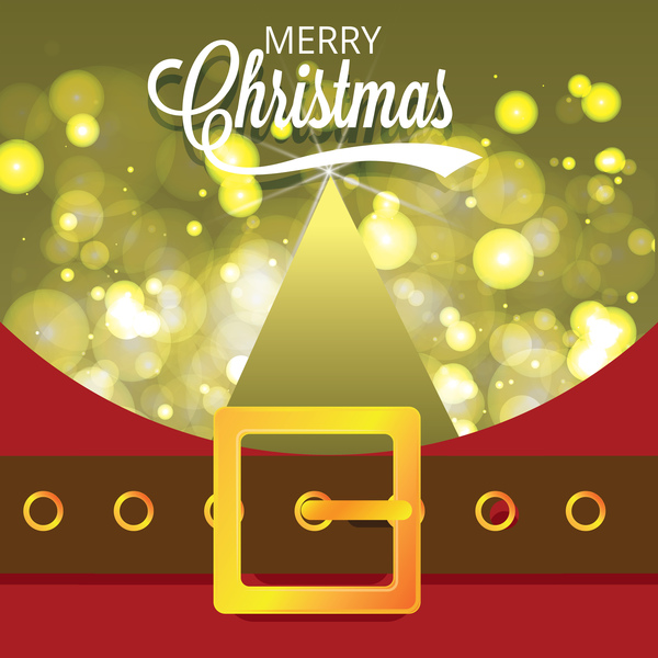 Christmas greeting card with belt buckle vector 09