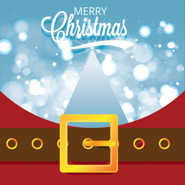 Christmas greeting card with belt buckle vector 10