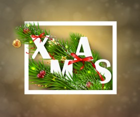 Christmas greeting card with white frame vector material 01