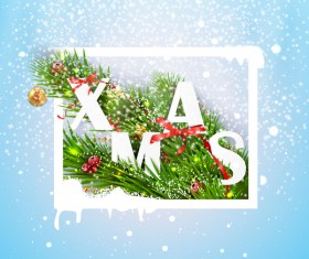 Christmas greeting card with white frame vector material 02