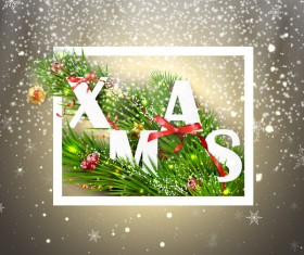 Christmas greeting card with white frame vector material 03