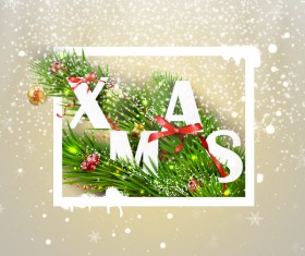 Christmas greeting card with white frame vector material 04