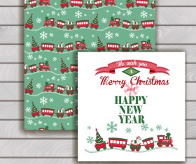 Christmas greeting cards and envelopes with wooden background vector 04