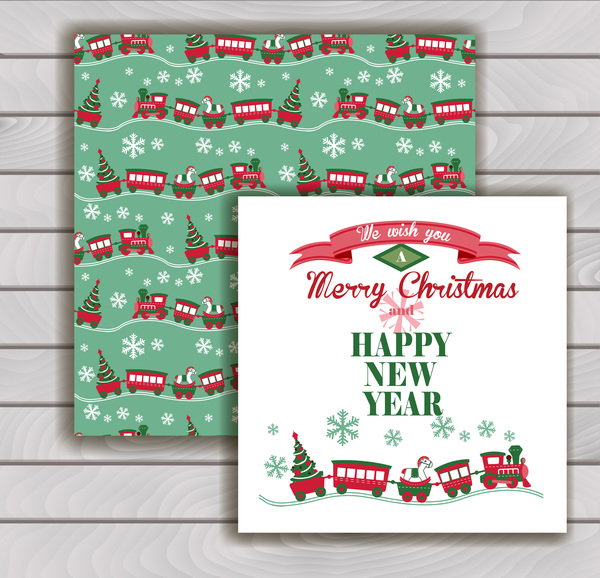 Christmas greeting cards and envelopes with wooden background vector 04