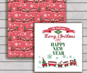 Christmas greeting cards and envelopes with wooden background vector 05