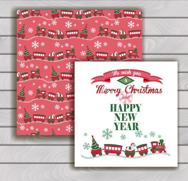 Christmas greeting cards and envelopes with wooden background vector 05