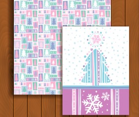 Christmas greeting cards and envelopes with wooden background vector 06