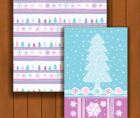 Christmas greeting cards and envelopes with wooden background vector 08