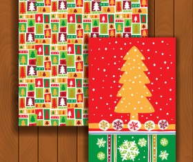 Christmas greeting cards and envelopes with wooden background vector 09