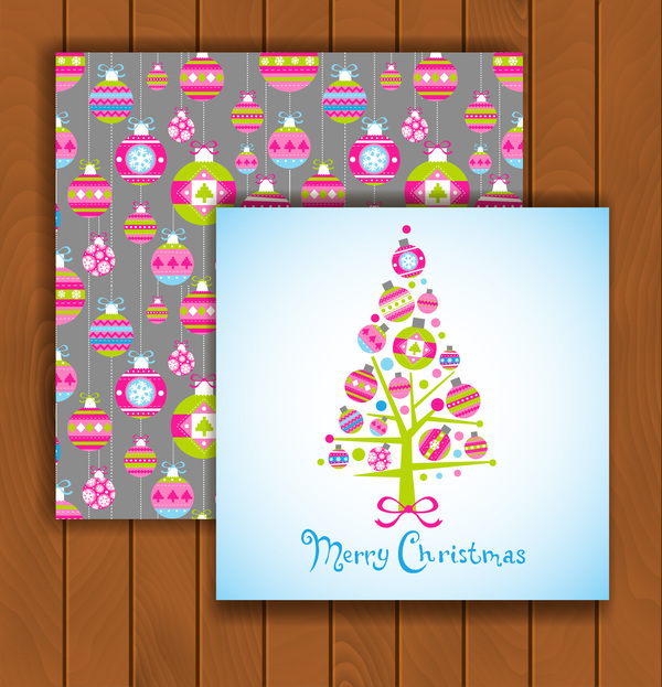 Christmas greeting cards and envelopes with wooden background vector 11