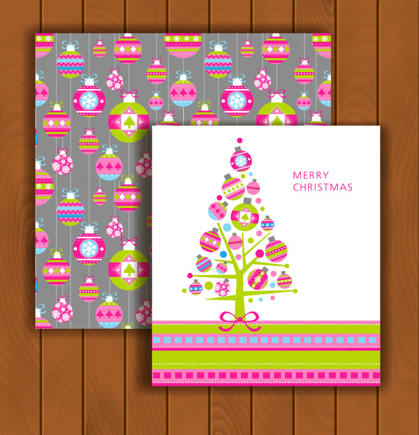 Christmas greeting cards and envelopes with wooden background vector 12