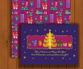 Christmas greeting cards and envelopes with wooden background vector 16