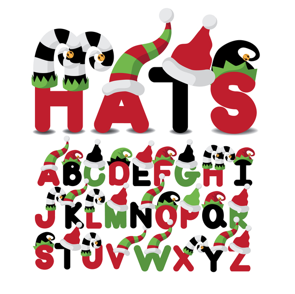 Christmas hats with font vector