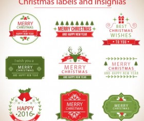 Retro Christmas labels desing vector 01 free download