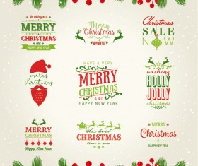 Christmas logo with labels design vectors set